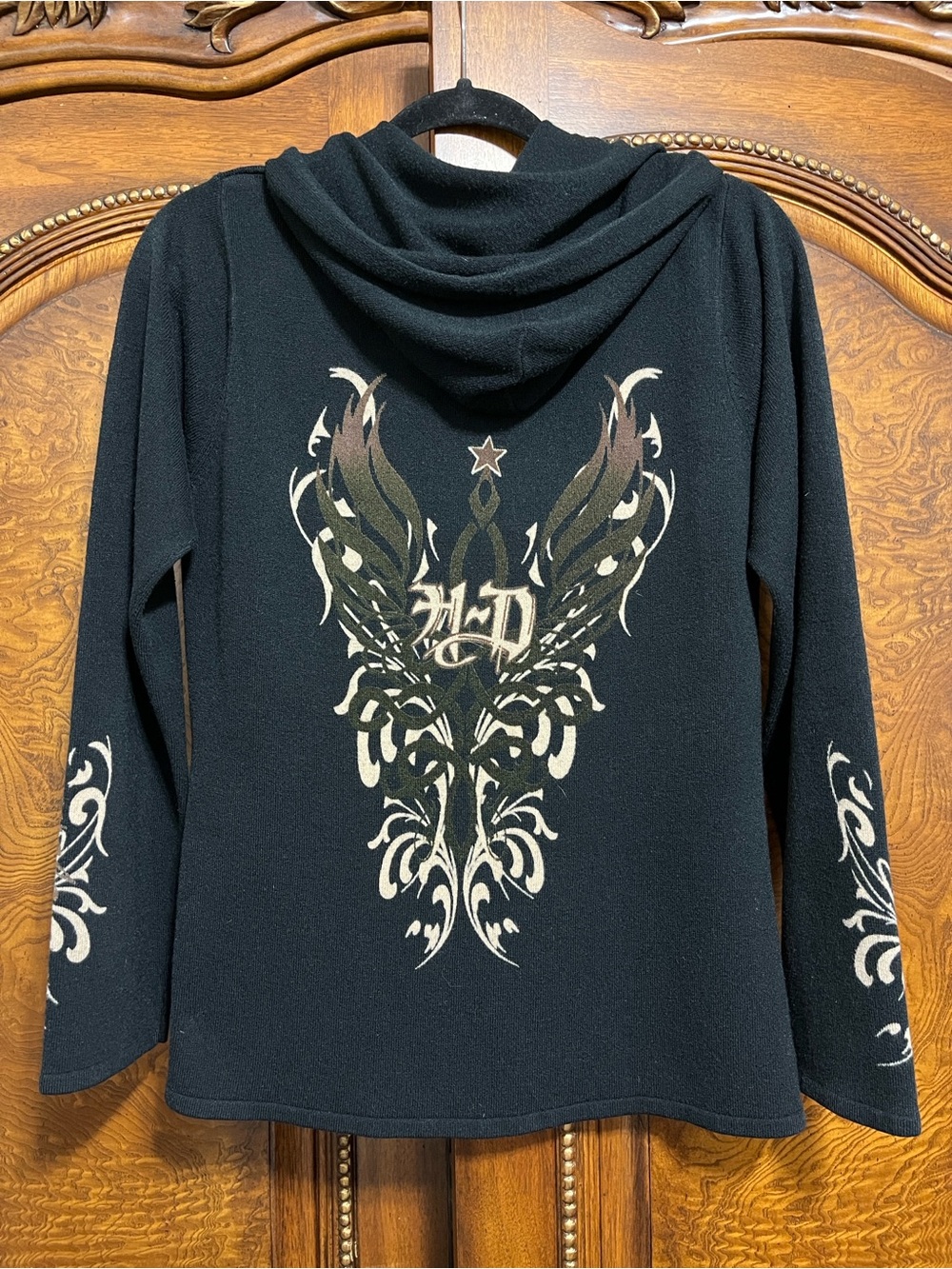 Harley Davidson Ladies Hooded Sz Large Zip Sweater
